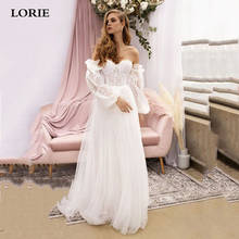 LORIE Boho Wedding Dress 2020 Sweetheart Off The Shoulder Lace Puffy Sleeves Princess Elegant Wedding Gown Bride Dresses 2024 - buy cheap