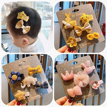 5Pcs/Set Sweet Cartoon Children Hair Clips Fruit Flower Barrettes Baby Girls Baby Knitting Soft Hairpins Kids Hair Accessories 2024 - buy cheap