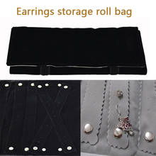 Jewelry Roll Bag Black Velvet Jewelry Display Storage Bag 60 pairs Stud Earrings Roll Organizer Cases 2024 - buy cheap