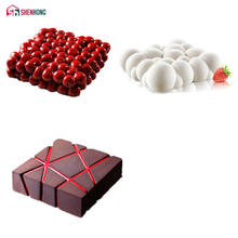 SHENHONG 4PCS/Set Cake Mold For Baking Double Cherry Grid Block Cloud 3D Silicone Mould Pan Mousse Chocolate Moule 2024 - buy cheap