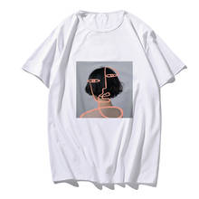 Camiseta con estampado de gráficos abstractos de arte para hombre y mujer, camiseta de manga corta para mujer, ropa coreana dibujada a mano, ropa de calle de verano 2024 - compra barato