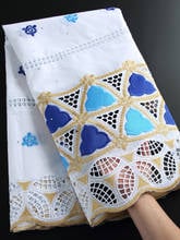 Кружевная синяя Белая швейцарская вуаль SJD, ткань высокого качества, африканская ткань 2021, нигерийская ткань для женского свадебного платья A2260 2024 - купить недорого