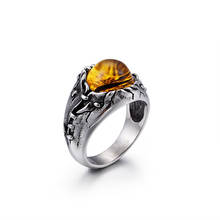 Высококачественное циркониевое титановое стальное очаровательное мужское кольцо 316L горчица 2024 - купить недорого