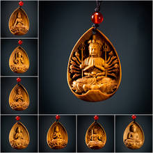 Zodiac Eight Great Patronus Orthodox Buddha Statue Necklace Woodcarving Pendant Australian Sandalwood Wood Carving 2024 - buy cheap