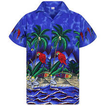 Tropical Vacation Shirt Men Button Hawaii Print Casual Beach Shirts Short Sleeve Blouse Hawaiian Shirt Camisas Para Hombre 2024 - buy cheap