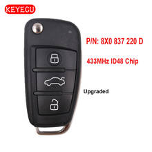 Keyecu-chave remota para audi a1, peça de reposição 433mhz id48, para os modelos r8 2009-2010/q3 2011-2017 p/n: 8x0 837 220 d 2024 - compre barato