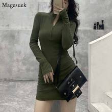 Sexy Elegant 4XL New Sheath Solid Dresses for Women Vintage 2020 Autumn Mini Dress Party Elegant Zipper Dresses Vestidos 12003 2024 - buy cheap