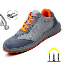 Botas de segurança masculinas para trabalho, sapatos com biqueira de aço para trabalho, solado à prova de perfuração, sapatos respiráveis, 2021 2024 - compre barato