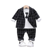 New Fashion Spring Autumn Baby Boys Clothes Children Infant Cotton Suit T Shirt Pants 3Pcs/sets Toddler Kids Gentleman Tracksuit 2024 - buy cheap
