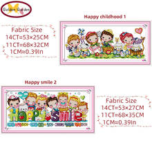 GG Happy Childhood Counted Cross Stitch Embroidery Sets 11CT14CT DIY Joy Sunday Needlework Cartoon Cross Stitch Pattern for Kids 2024 - buy cheap