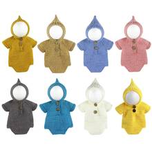 Baby Hooded Romper Outfits Infants Photo Shooting Crochet Knitted Clothing Newborn Photography Props 2024 - buy cheap