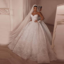 Lace Ball Gowns Wedding Gowns Long Sleeves Sheer Neck Crystal Beaded Dubai Arabic Bridal Wedding Dress Plus Size Ruffled 2024 - buy cheap