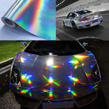 Premium Chrome Silver Laser Holographic Auto Car Wrap Film Rainbow Car styling Body Decoration Chrome Sticker Sheet Decal 2024 - buy cheap