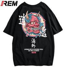 Мужская футболка в стиле хип-хоп REM, уличная футболка в китайском стиле Харадзюку с принтом призрака, футболки с короткими рукавами на весну и лето 2024 - купить недорого