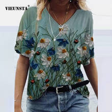 Vintage O Neck Spring Summer Blouses Shirts Fashion Short Sleeve Pullover Top Streetwear Elegant Floral Print Loose Shirt Blusas 2024 - buy cheap