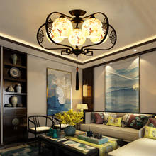 Lámpara de techo de cerámica de pintura china, candelabro led creativo retro chino para sala de estar, comedor y dormitorio 2024 - compra barato