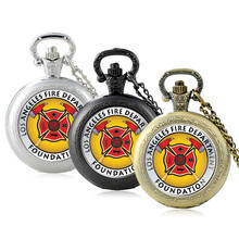 Reloj de bolsillo de cuarzo con cabujón de cristal para hombre y mujer, pulsera con colgante, cadena de horas, estilo Vintage del Departamento de Bomberos de Los Ángeles 2024 - compra barato