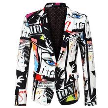 Hot 2021 Men New Personalized graffiti design Suit Jacket Performance Coat Formal Dress Mens Singer Suits Costumes Clothing 2024 - buy cheap