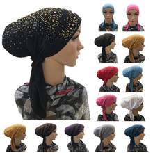 Chapéu interno hijab de strass, gorro bandana muçulmano para mulheres, chapéus para o chapéu, toucas, skullies, muçulmano 2024 - compre barato