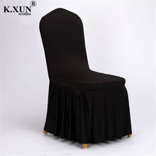 Bottom Ruffled Lycra Spandex Chair Cover Stretch Banquet Chair Covers For Wedding Event Hotel Decoration 2024 - buy cheap