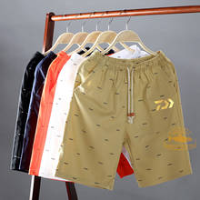 Летние уличные шорты DAIWA для рыбалки, повседневные шорты для альпинизма, тонкие хлопковые шорты с принтом в виде рыбьей кости, модные пляжные свободные брюки с талией 2024 - купить недорого