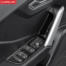 Carbon Fiber Color Window Glass Lifting Buttons Frame Decoration For Audi Q2 2018-2021 LHD ABS Car Door Storage Box Cover Trim 2024 - buy cheap