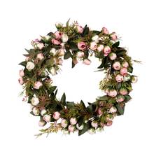 Corona de flores de Navidad, guirnalda de rosas con elegante lo mejor para la decoración de puertas y ventanas de la pared del hogar, decoración de boda 2024 - compra barato