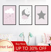 poster Cloud Moon Star Canvas Painting  Art Posters New year Prints Wall Art Picture Baby Room Decor 2024 - buy cheap