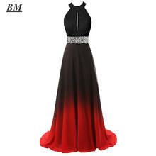 BM-Vestidos de Fiesta de gasa con degradado, vestido de noche Formal con cuello Halter, con cuentas y degradado largo, entrega exprés, BM347 2024 - compra barato