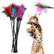 SUEF-juguetes interactivos para gato, varilla de campana de plumas de colores suaves, juguete divertido para gatito, suministros para mascotas 2024 - compra barato