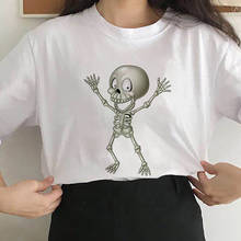Camiseta divertida de esqueleto para mujer, remera de estética Harajuku de sección delgada, camisetas blancas para mujer, ropa con personalidad 2024 - compra barato