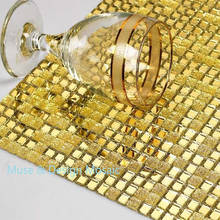 Brilhante adesivo de parede espelhado de ouro 10x10mm, azulejos de vidro plano espelhado para cozinha, decoração da moldura do armário, faça você mesmo 2024 - compre barato
