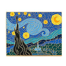 Insignia de noche estrellada de Van Gogh, Pin esmaltado de gran pintura, broche de mundo mágico, lunas, nube, noche, insignia, joyería 2024 - compra barato