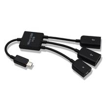 Кабель для передачи данных зарядный кабель Type-C/Micro кабель 3 в 1 USB C OTG Хост кабель концентратор Шнур адаптер разъем сплиттер 2024 - купить недорого