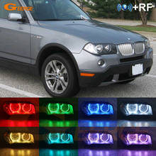 Высококачественный Радиочастотный пульт дистанционного управления, Bluetooth приложение, многоцветный ультра яркий RGB светодиодный ангельские глаза для BMW E83 X3 facelift 2007-2010 галогеновые HD 2024 - купить недорого
