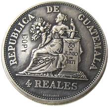 GUATEMALA 1894 4 Reales Посеребренная копия монеты 2024 - купить недорого
