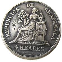 GUATEMALA 1894 4 Reales  Silver Plated Copy Coin 2024 - buy cheap