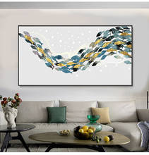 Pancarta de natación de pez de punto dorado y blanco, carteles de arte de pared de lona decorativos zen, estilo nórdico abstracto moderno para porche y sala de estar 2024 - compra barato