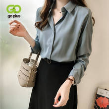 GOPLUS-Blusa informal para Mujer, camisa de manga larga con cuello vuelto, color azul, para primavera 2024 - compra barato