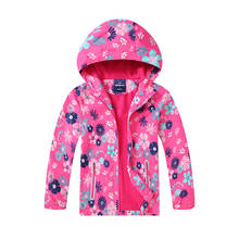 Повседневная Водонепроницаемая Детская куртка с цветочным принтом, теплая флисовая подкладка, куртки для маленьких девочек, детская верхняя одежда, детская одежда 2024 - купить недорого