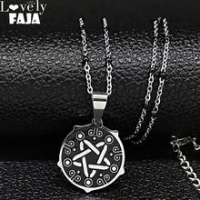 Collar de acero inoxidable Satan pentagrama para mujer, colgante de esmalte negro, Color plateado, joyería, N1880S02, 2021 2024 - compra barato