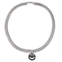 fashion Smiley face Kolye Collares layered pendant necklaces women punk Stainless Steel long necklace hip hop jewelry wholesale 2024 - buy cheap
