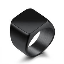 Simple Men's Ring Stainless Steel Square Rings Gold Black Silver Color Punk Charm Fashion Male Jewelry 2024 - buy cheap