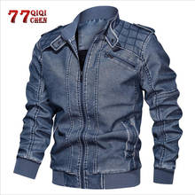 Velo quente jaqueta de couro para homens do vintage zíper oblíquo moto plutônio jaquetas de couro masculino inverno outwear 6xl jaqueta masculino 2024 - compre barato