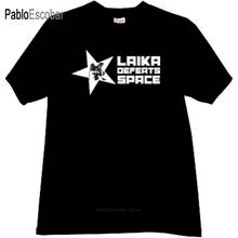 Летняя хлопковая футболка, Мужская брендовая футболка Laika defeats Space, крутая Черная Мужская футболка, модные футболки, европейский размер 2024 - купить недорого