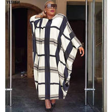 African Dresses for Women Plus Size Dashiki Traditional Grid Print Boubou Robe Africaine Clothes Africa Abaya Dubai Muslim Dress 2024 - buy cheap