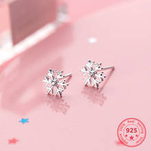 100% 925 Sterling Silver Korean Version Snowflake Zircon Jewelry Women's Stud Earrings Fashion Christmas Present 2024 - buy cheap