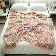 Летнее муслиновое одеяло QI JIE LIFE из 100% хлопка, дышащее шикарное большое мягкое одеяло для кровати, дивана, путешествий, мандалы, одеяло 2024 - купить недорого