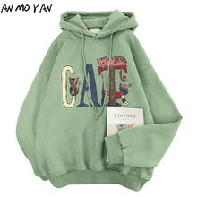 Winter Casual Women's Hoodie Cartoon Cute Cat Print Loose All-match Korean Letter Tops Sweatshirt 2024 - buy cheap