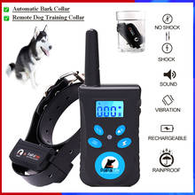 1Set Rechargeable Remote Blue Screen Waterproof Vibrate Shake Pet Dog Training Bark Stop Collar Trainer Pet Dog No Bark Collar 2024 - buy cheap